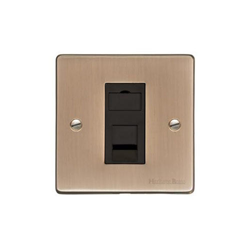 Elite Flat Plate Range Antique Brass Switches & Sockets, T91 - 1 Gang RJ45 by Heritage Brass By M-Marcus