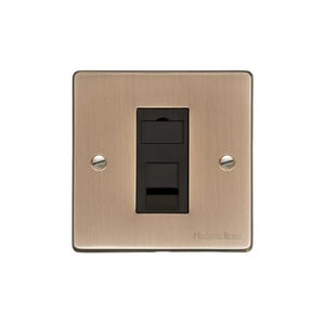 Elite Flat Plate Range Antique Brass Switches & Sockets, T91 - 1 Gang RJ45 by Heritage Brass By M-Marcus