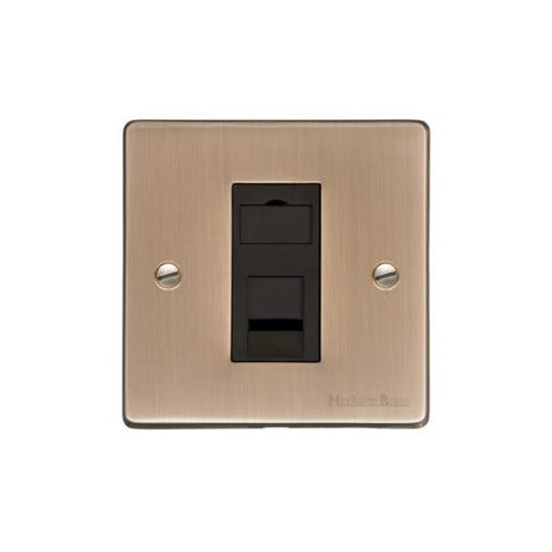Elite Flat Plate Range Antique Brass Switches & Sockets, T91 - 1 Gang RJ45 by Heritage Brass By M-Marcus
