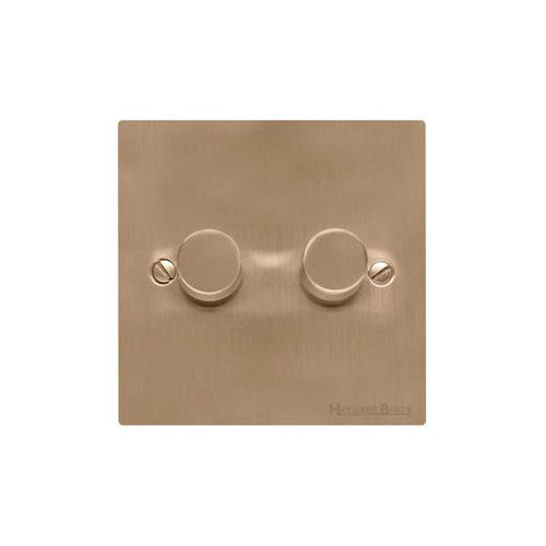 Elite Flat Plate Range Antique Brass Switches & Sockets, T91 - 2G Multi Location Primary Dimmer by Heritage Brass By M-Marcus