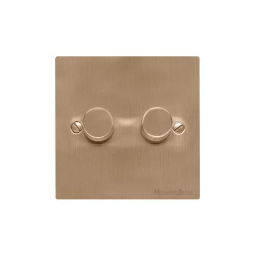 Elite Flat Plate Range Antique Brass Switches & Sockets, T91 - 2G Multi Location Primary Dimmer by Heritage Brass By M-Marcus