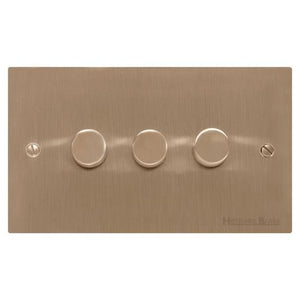 Elite Flat Plate Range Antique Brass Switches & Sockets, T91 - 3G Multi Location Secondary Dimmer by Heritage Brass By M-Marcus