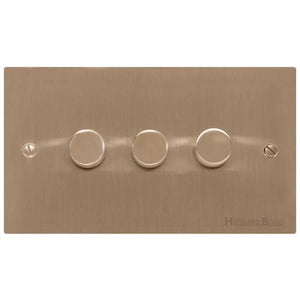 Elite Flat Plate Range Antique Brass Switches & Sockets, T91 - 3G Multi Location Primary Dimmer by Heritage Brass By M-Marcus