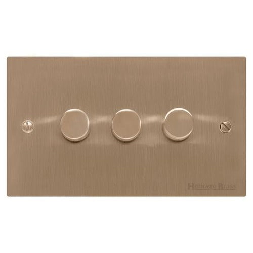 Elite Flat Plate Range Antique Brass Switches & Sockets, T91 - 3G Multi Location Primary Dimmer by Heritage Brass By M-Marcus