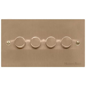 Elite Flat Plate Range Antique Brass Switches & Sockets, T91 - 4 Gang Dimmer 250 watts (Compatible with halogen/ incandescent bulbs) by Heritage Brass By M-Marcus