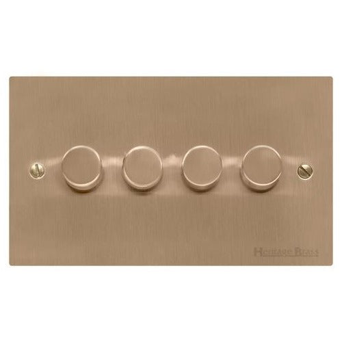 Elite Flat Plate Range Antique Brass Switches & Sockets, T91 - 4G Multi Location Primary Dimmer by Heritage Brass By M-Marcus