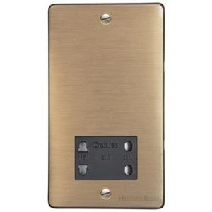 Elite Flat Plate Range Antique Brass Switches & Sockets, T91 - Shaver Socket Output Voltage 110/240V by Heritage Brass By M-Marcus