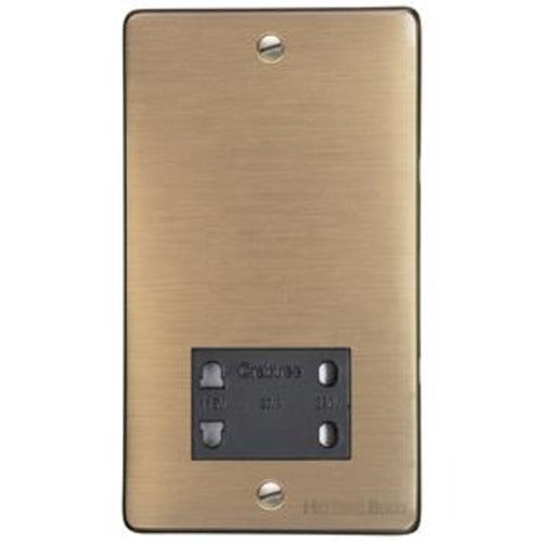 Elite Flat Plate Range Antique Brass Switches & Sockets, T91 - Shaver Socket Output Voltage 110/240V by Heritage Brass By M-Marcus