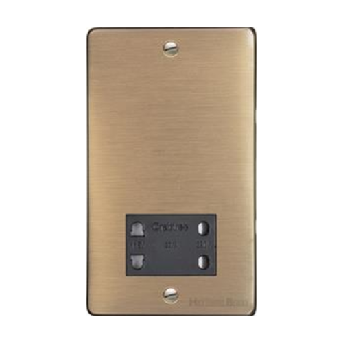Elite Flat Plate Range Antique Brass Switches & Sockets, T91 - Shaver Socket Output Voltage 110/240V by Heritage Brass By M-Marcus