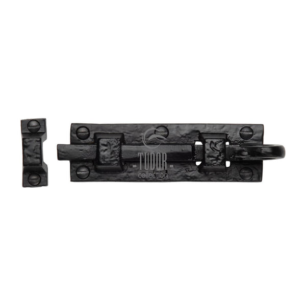 Tudor Door Bolt Straight Black Iron - Black Antique - 102 mm