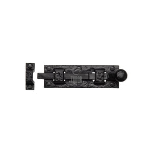 Tudor Ball End Door Bolt Straight Black Iron - Black Antique - 102 mm