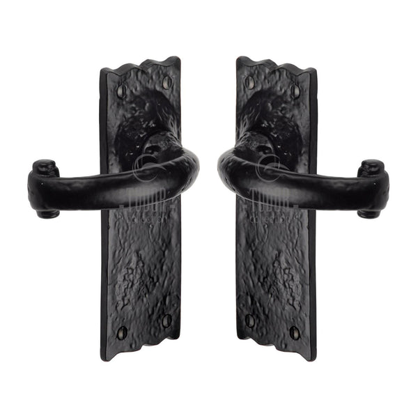 Tudor Colonial Door Handle on Plate by M Marcus - Heritage Brass