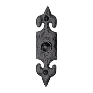 M Marcus - Heritage Brass, Tudor Bell Push Black Iron, Exterior Door Hardware, Bell Pushes