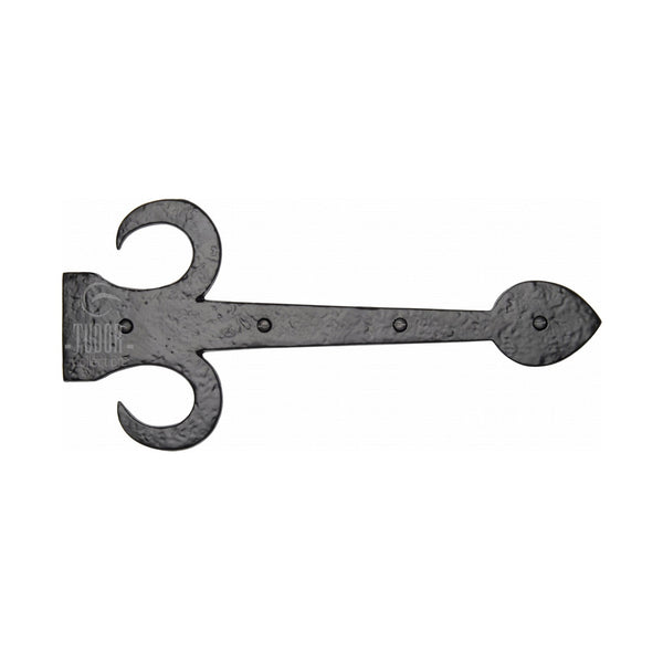 M Marcus - Heritage Brass, Tudor Dummy Strap Hinge Fleur de Lys Design, Exterior Door Hardware, Strap Hinges & Clavos