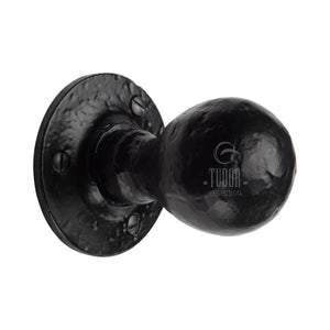 Ball Mortice Door Knob on Rose Black Iron - Black Antique