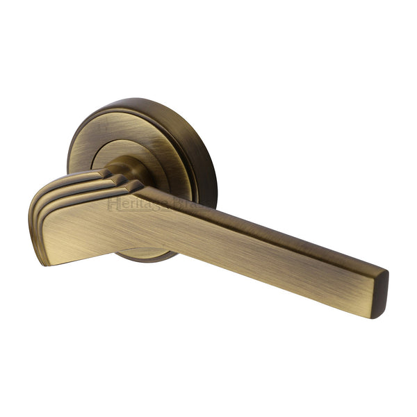 M Marcus - Heritage Brass, Tiffany Door Handle on Round Rose, Door Handles, Door Handles on Round Rose