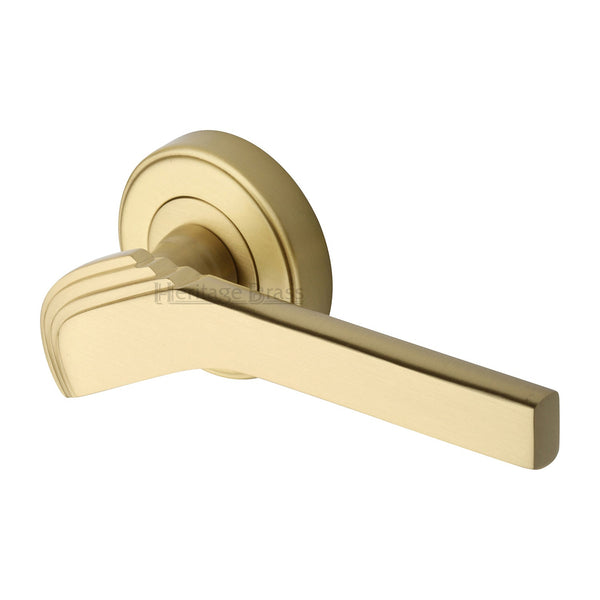 M Marcus - Heritage Brass, Tiffany Door Handle on Round Rose, Door Handles, Door Handles on Round Rose