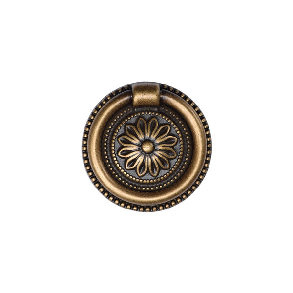 Floral Ring Pull by M Marcus - Heritage Brass