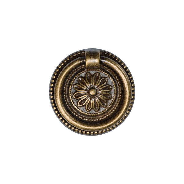 Floral Ring Pull by M Marcus - Heritage Brass