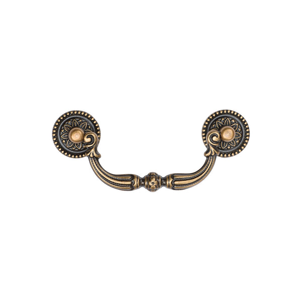 M Marcus - Heritage Brass, Ornate Swan Drawer Drop Pull, Cabinet Hardware, Cabinet Ring / Drop Pulls