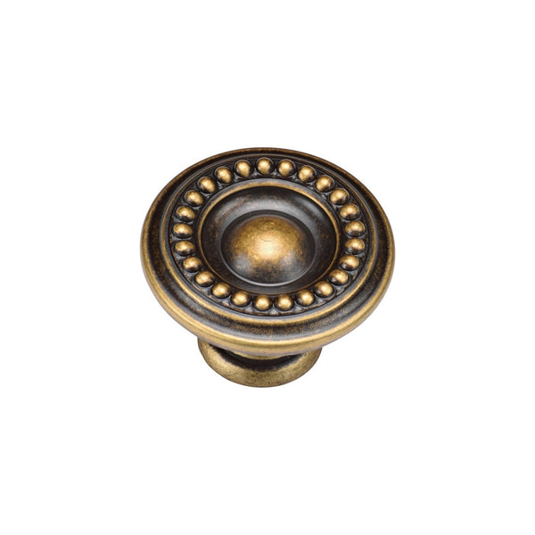 Beaded Round Knob by M Marcus - Heritage Brass