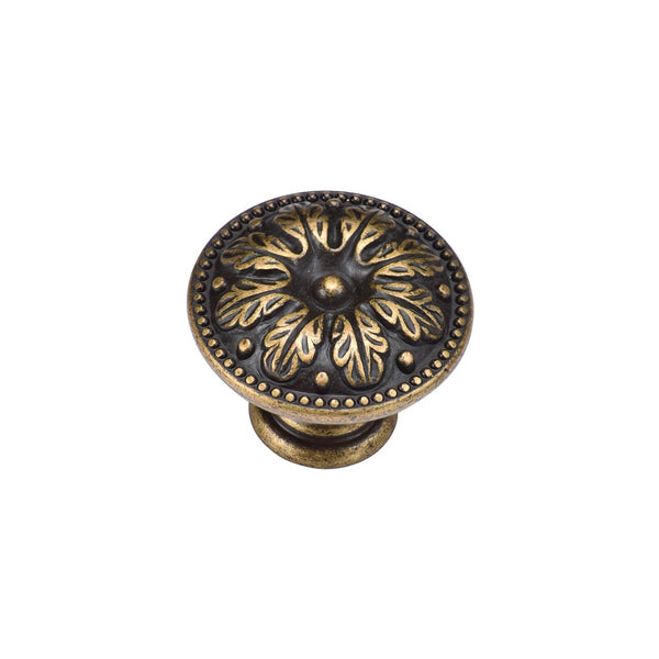 Floral Round Knob by M Marcus - Heritage Brass