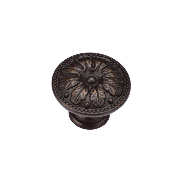 Floral Round Knob by M Marcus - Heritage Brass