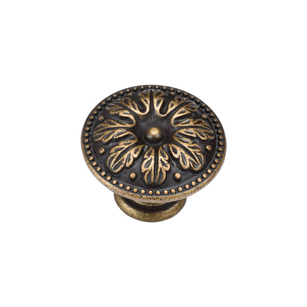 Floral Round Knob by M Marcus - Heritage Brass