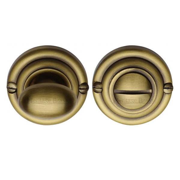 M Marcus - Heritage Brass, Round Bathroom Turn & Release - V1015, Escutcheons & Privacy Thumbturns, Turn & Release