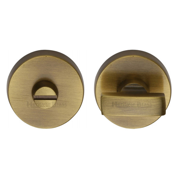 M Marcus - Heritage Brass, Round Bathroom Turn & Release - V1018, Escutcheons & Privacy Thumbturns, Turn & Release