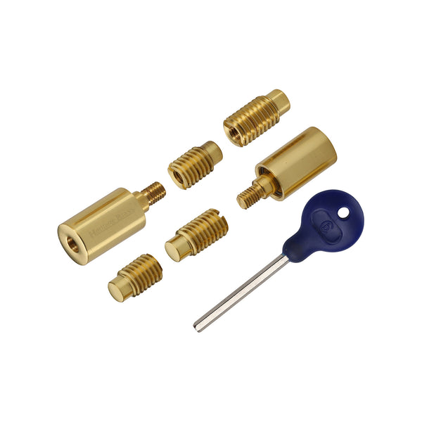 M Marcus - Heritage Brass, Sash Window Stop (pair) with key, Window Hardware, Window Stops