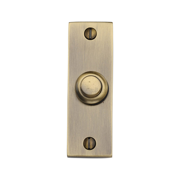 M Marcus - Heritage Brass, Rectangular Bell Push, Exterior Door Hardware, Bell Pushes