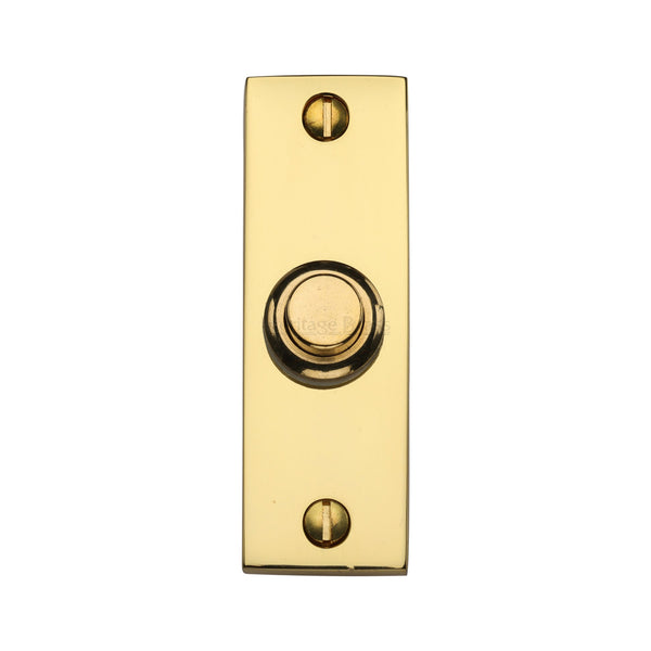 M Marcus - Heritage Brass, Rectangular Bell Push, Exterior Door Hardware, Bell Pushes