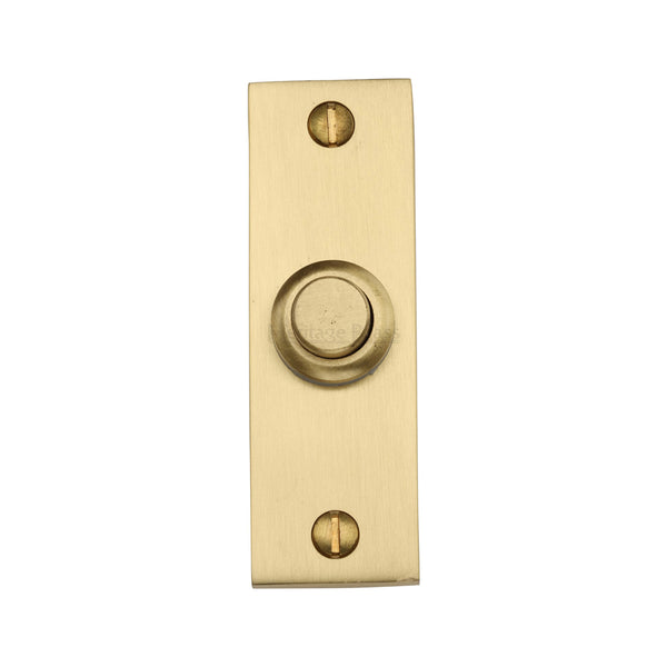 M Marcus - Heritage Brass, Rectangular Bell Push, Exterior Door Hardware, Bell Pushes