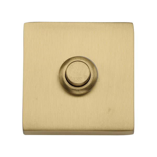 M Marcus - Heritage Brass, Square Bell Push, Exterior Door Hardware, Bell Pushes