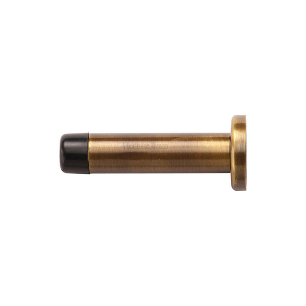 Cylindrical Wall Mounted Door Stop with Rose by M Marcus - Heritage Brass