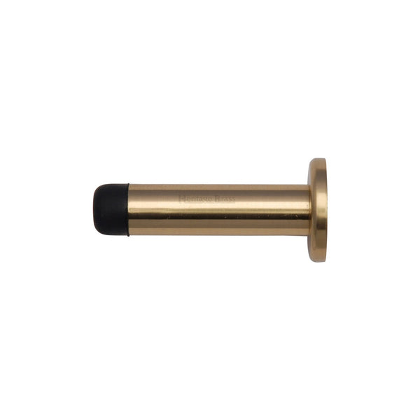 Cylindrical Wall Mounted Door Stop with Rose by M Marcus - Heritage Brass