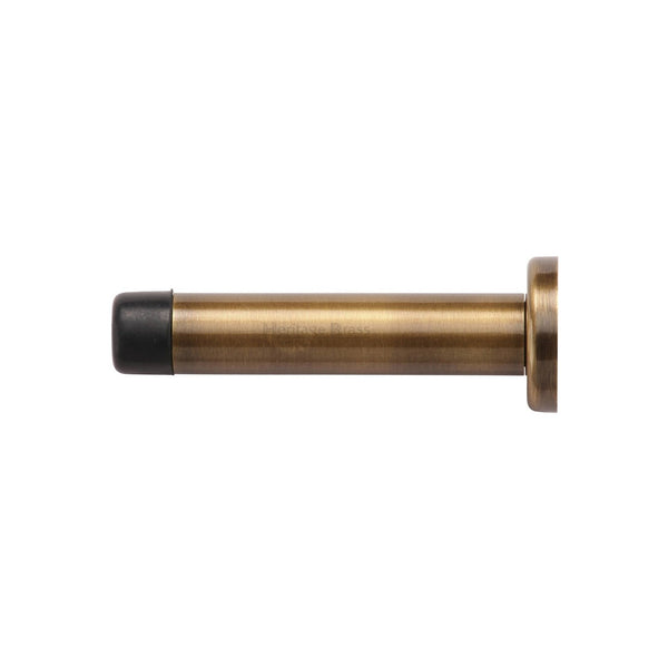 Cylindrical Wall Mounted Door Stop with Rose by M Marcus - Heritage Brass