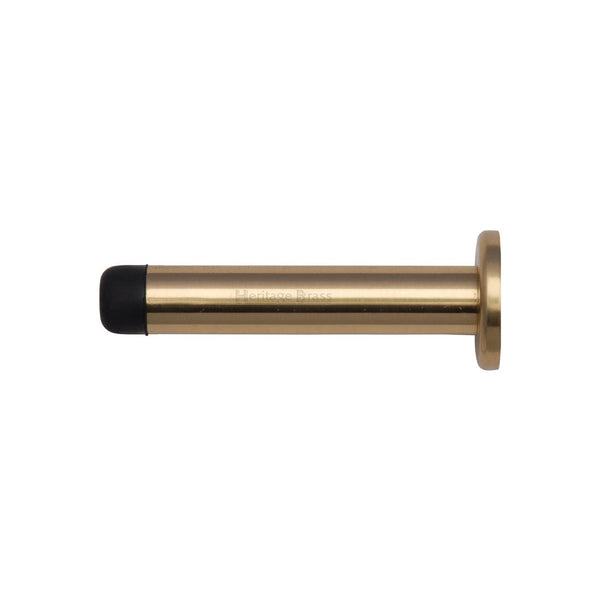 Cylindrical Wall Mounted Door Stop with Rose by M Marcus - Heritage Brass
