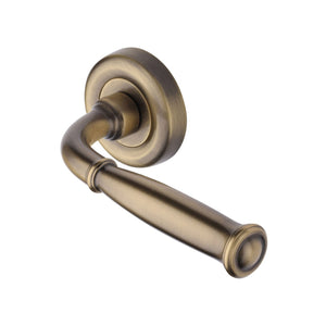 Lincoln Door Handle on Round Rose by M Marcus - Heritage Brass
