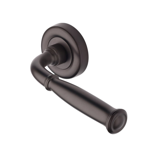 Lincoln Door Handle on Round Rose by M Marcus - Heritage Brass