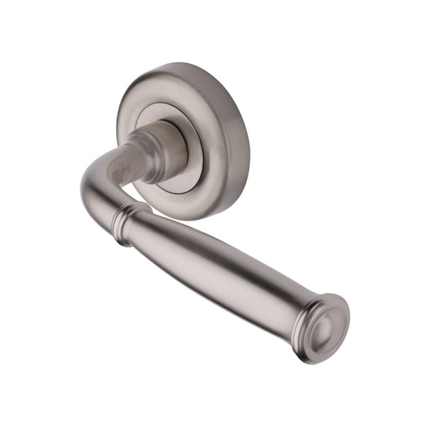 Lincoln Door Handle on Round Rose by M Marcus - Heritage Brass
