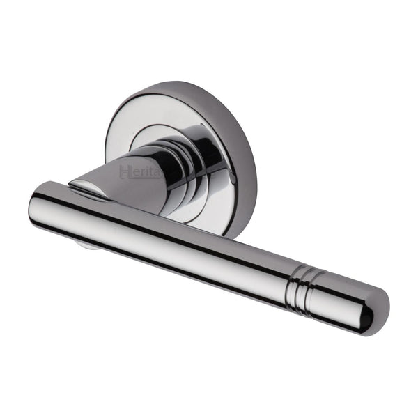 Alicia Door Handle on Round Rose by M Marcus - Heritage Brass