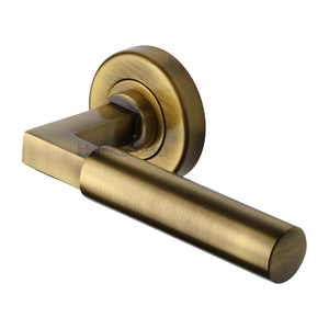 M Marcus - Heritage Brass, Bauhaus Door Handle on Round Rose, Door Handles, Door Handles on Round Rose