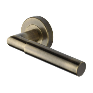 M Marcus - Heritage Brass, Bauhaus Mitre Door Handle on Round Rose, Door Handles, Door Handles on Round Rose