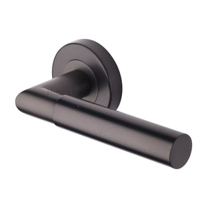 M Marcus - Heritage Brass, Bauhaus Mitre Door Handle on Round Rose, Door Handles, Door Handles on Round Rose