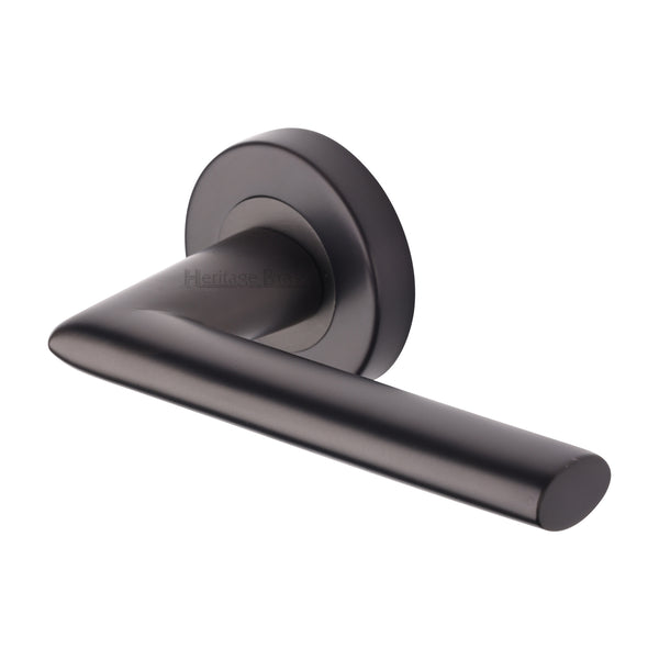 Admiralty Door Handle on Round Rose by M Marcus - Heritage Brass