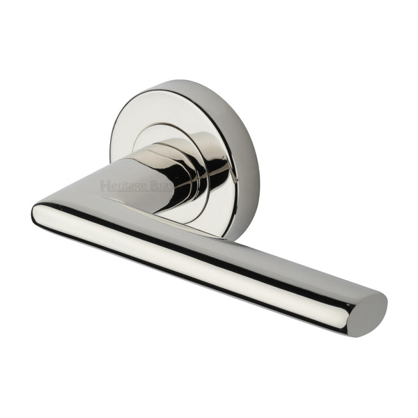 Admiralty Door Handle on Round Rose by M Marcus - Heritage Brass