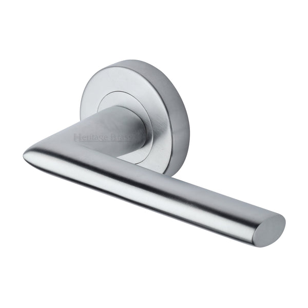 Admiralty Door Handle on Round Rose by M Marcus - Heritage Brass