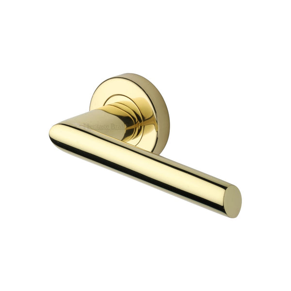 Mercury Door Handle on Round Rose by M Marcus - Heritage Brass